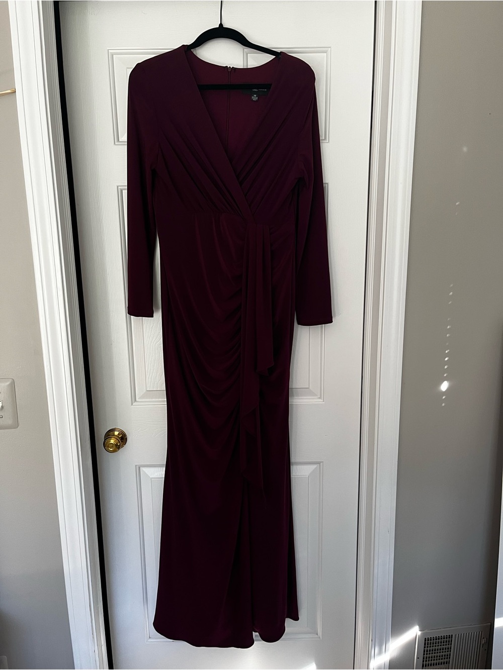 Deep Burgundy Long Sleeve Wrap Maxi Dress